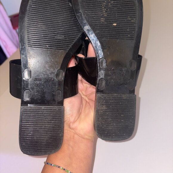 Jeffrey Campbell A Lil Bit Natural Horse Bit Buckle Gold Flat Thong Sandals 8 - Picture 4 of 6